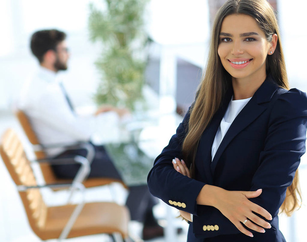 young business woman on the background of the office - Foto, Imagem