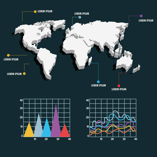 інфографічна інформаційна мережа світової карти
 - Вектор, зображення