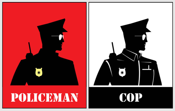 policeman, cop. policeman silhouette - Vector, Image
