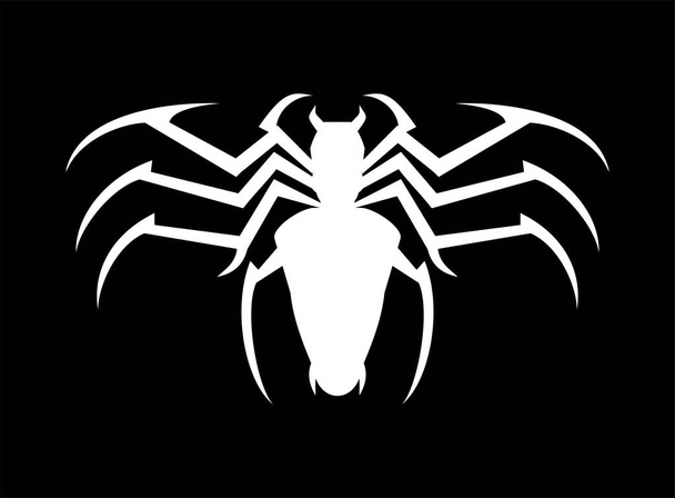 Stylizované Spider bílá na černém pozadí. - Vektor, obrázek