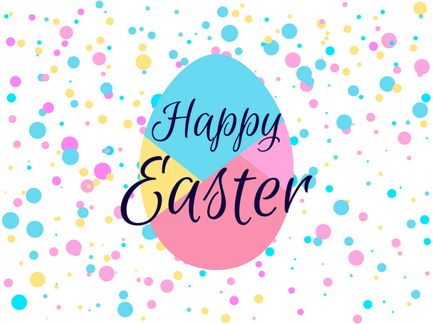 Happy easter. Holiday background with egg and colored dots. Vector illustration - Vettoriali, immagini