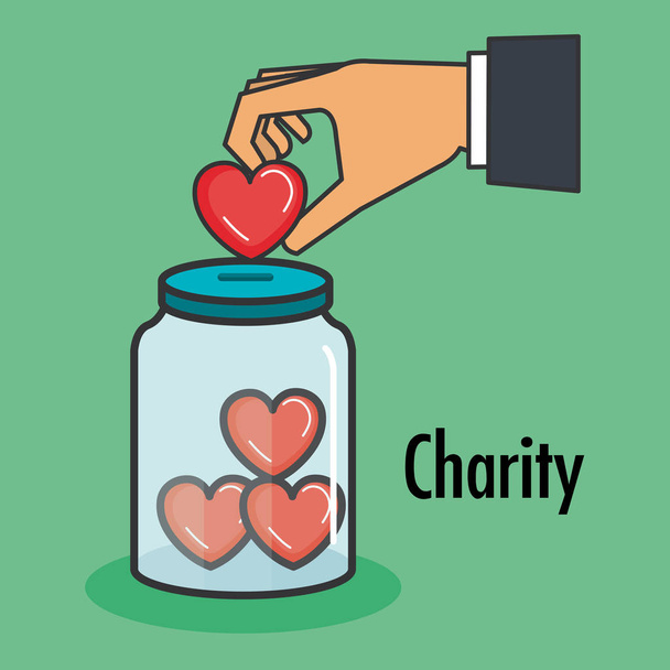charity and donation give and share your love to poor people - Vector, Image