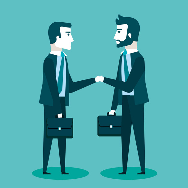 Twee zakenmannen in pak zijn handshaking communicatie bedrijf - Vector, afbeelding
