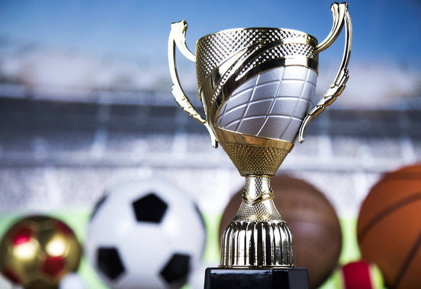 Trophy for champion, sport background - Foto, afbeelding