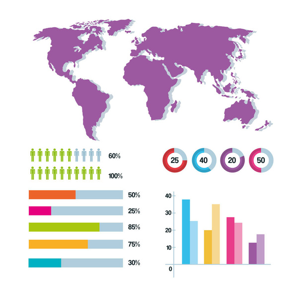 world map infographic information report network - Vektor, kép
