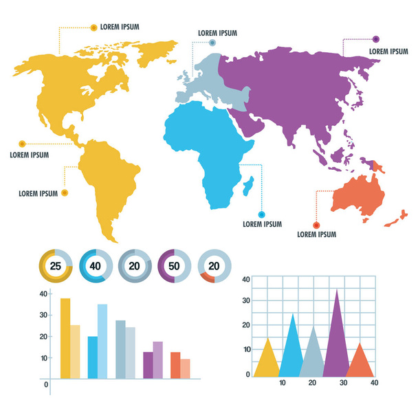 world map infographic information report network - Vector, Image