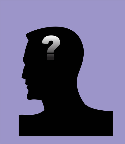 Dementia. Alzheimer. Head and question mark. Mental health symbo - Vector, Image