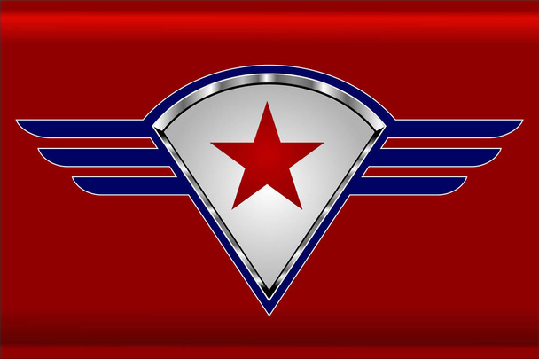 червона зірка на крилатому щиті
 - Вектор, зображення