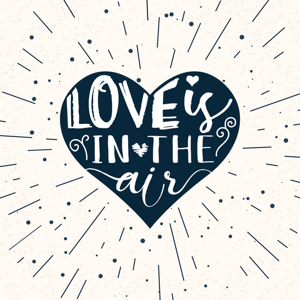 heart shape with lettering Love is in the air - Vector, Image