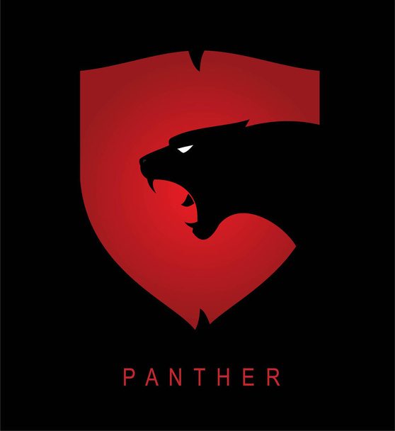 Panther. black panther. Panther head and shield - Vector, Image