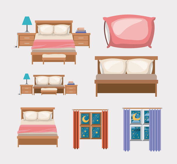 цвет фона со спальней и элементами дома
 - Вектор,изображение