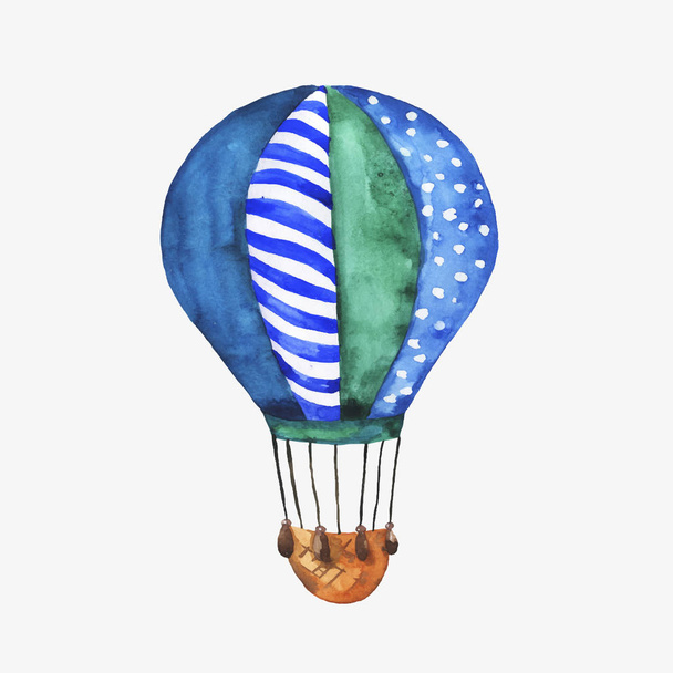 青い風船パターン背景の水彩画のベクトル イラスト デザイン - ベクター画像