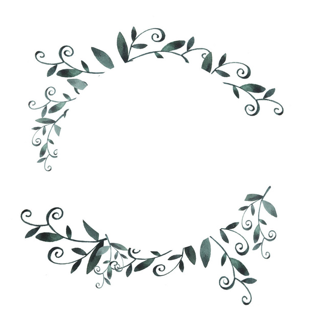 vector illustration design of beautiful watercolor painting of wreath with green leaves - Вектор,изображение