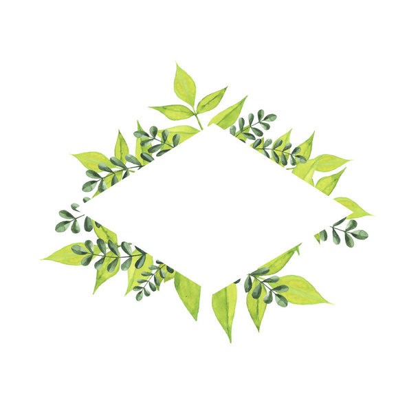 wektor ilustracja projekt piękna wiosna zielony romb karty z zielonych liści  - Wektor, obraz
