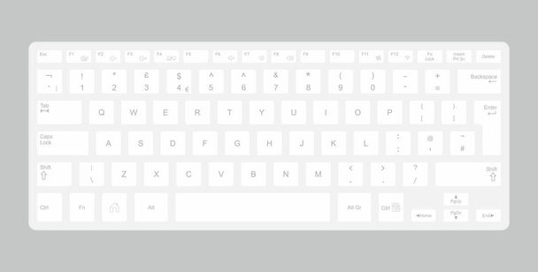 Beyaz bilgisayar klavye. gri arka plan üzerinde izole - Vektör, Görsel