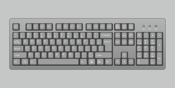 Černá počítačová klávesnice. na šedém pozadí, samostatný - Vektor, obrázek