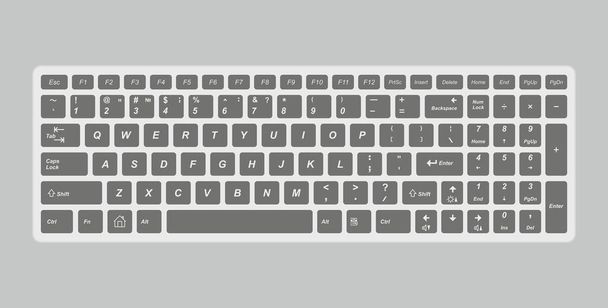Černá počítačová klávesnice. na šedém pozadí, samostatný - Vektor, obrázek