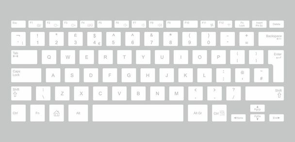 Teclado de computador branco. isolado em fundo cinza
 - Vetor, Imagem