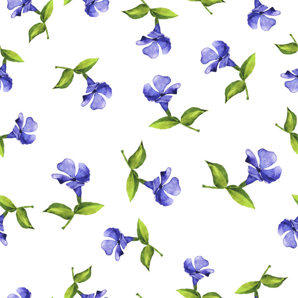 beautiful watercolor painting of blue bell flowers seamless pattern background  - Photo, image
