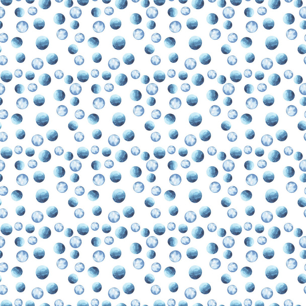 watercolor painting of blue dots seamless pattern background - Φωτογραφία, εικόνα