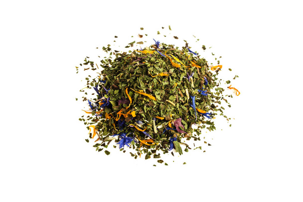Floral green tea on white background - Foto, immagini