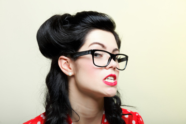 Funny girl pin-up make-up and hairstyle - Photo, image