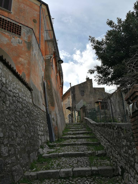 Montesarchio - Staircase of the historic center rising towards the Church of Santa Maria delle Grazie up to the castle - Photo, Image
