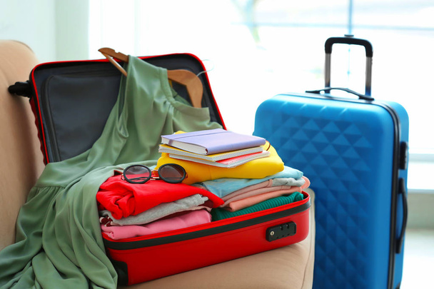 Packed travel suitcases indoors - Foto, imagen