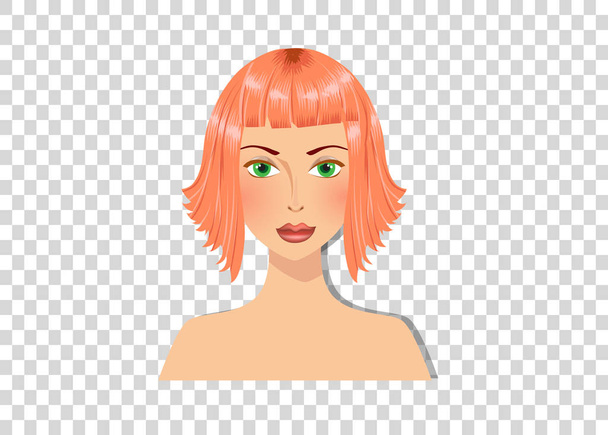 Beautiful redhead girl with green eyes and magnificent bob hairstyle ginger color hair portrait - Vector, Image