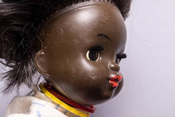 Vintage plastic doll, African girl - Valokuva, kuva