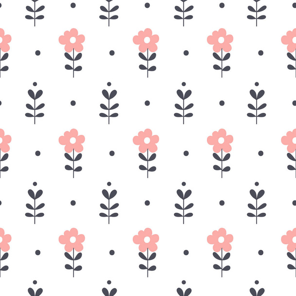 Seamless pattern with flowers. Vector floral background. - Vetor, Imagem