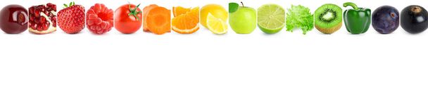 Collage of mixed fruits and vegetables - Photo, Image