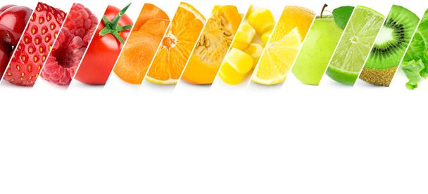 Collage of fresh fruits and vegetables - Photo, Image