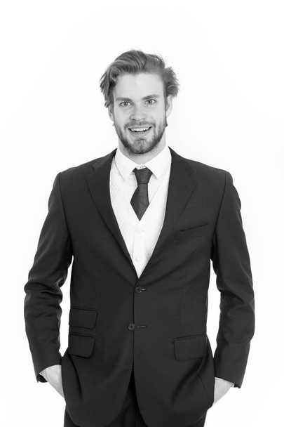 businessman in black formal outfit with happy face - Фото, зображення