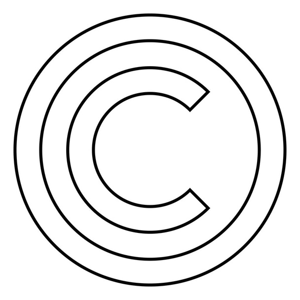 Copyright-symbool pictogram zwarte kleur vlakke stijl eenvoudige illustratie - Vector, afbeelding