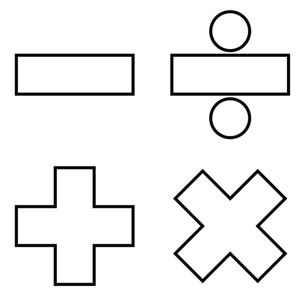 Matemáticas signos icono color negro ilustración estilo plano imagen simple
 - Vector, Imagen