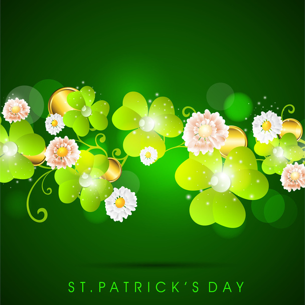 Ierse vier blad gelukkige klaverblaadjes achtergrond voor Happy St. Patrick's - Vector, afbeelding