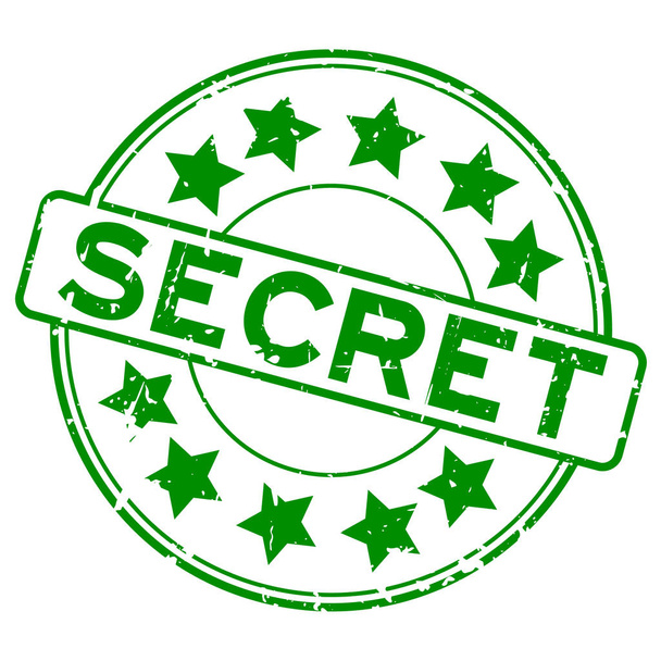Grunge verde segredo redondo selo de borracha no fundo branco
 - Vetor, Imagem