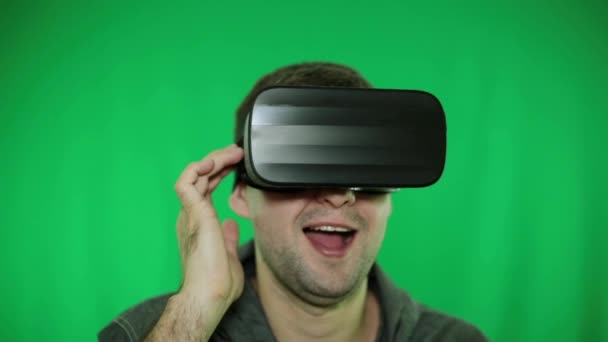 A man in virtual reality glasses, VR. - Footage, Video