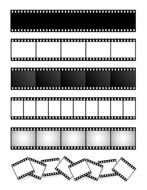 Colección de tira de película, película, foto. Plantilla vectorial. Cuadro de cine. Ilustración vectorial. Aislado sobre fondo blanco
 - Vector, imagen