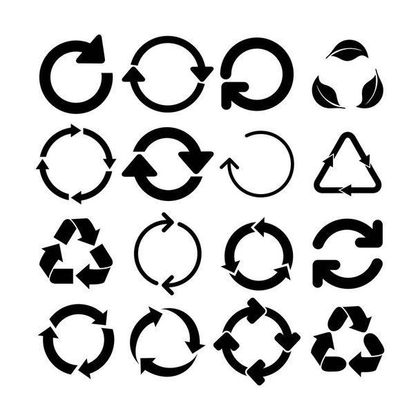 Set van cirkel pijlpictogram. Vernieuwen en opnieuw laden rotatiepictogram pijl. Vectorillustratie. Geïsoleerd op witte achtergrond - Vector, afbeelding