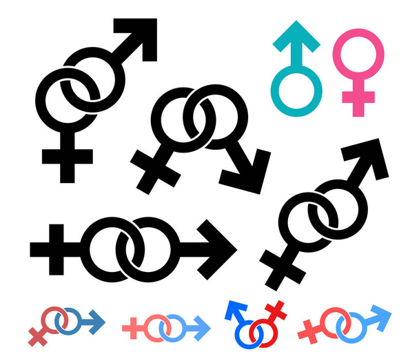 Conjunto de símbolo de sexo icono. Ilustración vectorial. Aislado sobre fondo blanco
 - Vector, Imagen