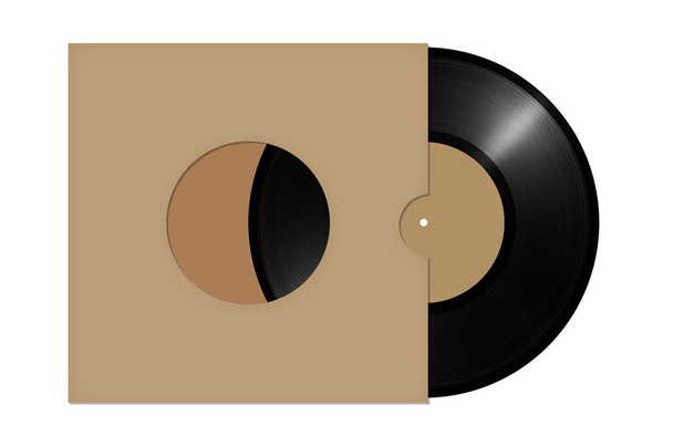 封筒は、白い背景で隔離のビニール レコード - 写真・画像
