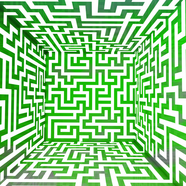 Cool caja de laberinto tridimensional verde
 - Foto, imagen