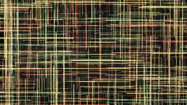 Abstracte geanimeerde achtergrond saver overgang met deeltjes in de vorm van stroken op een donkere achtergrond computer render - Video