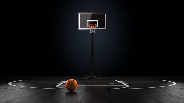 Arena de baloncesto con pelota de baloncesto
 - Foto, imagen