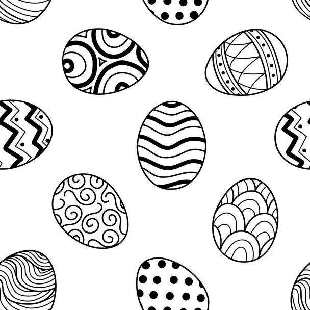 Easter eggs in black outline random on white background.  - Wektor, obraz