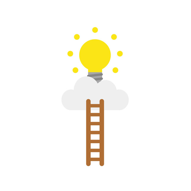 Vektor-Icon-Konzept der Reichweite Glühbirne auf Wolke mit Holzbursche - Vektor, Bild