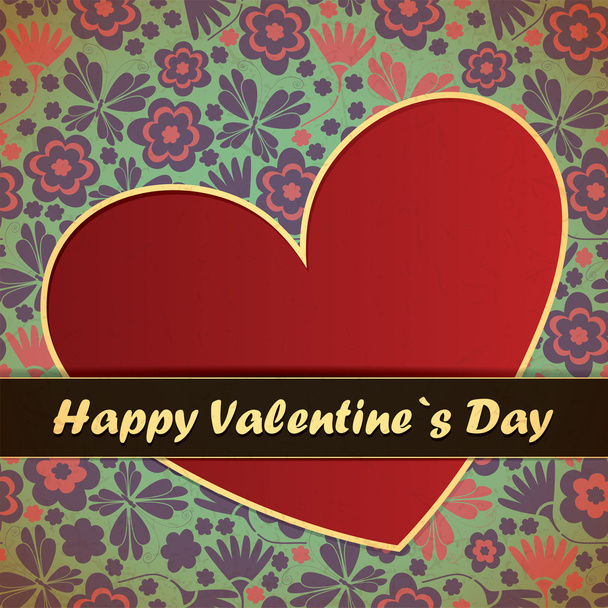 Valentines Day card with flowers background - Vector, imagen