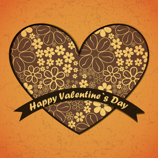Valentines Day card with flowers and leafs background - Vector, afbeelding